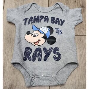Disney Tampa Bay‎ Rays MLB Mickey Mouse Baseball Baby Bodysuit 0-3M 100% Cotton